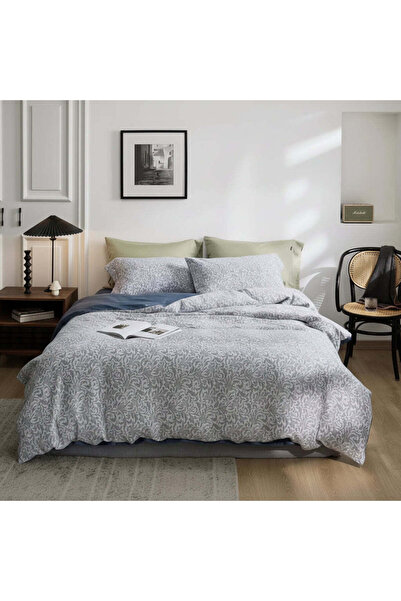 Roots Furniture Jacquard Floral Weave Grey Bedding Set-KING