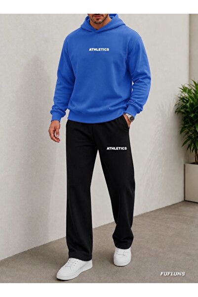 FUFLUNS Athletic Printed Men's Hooded Tracksuit Set
