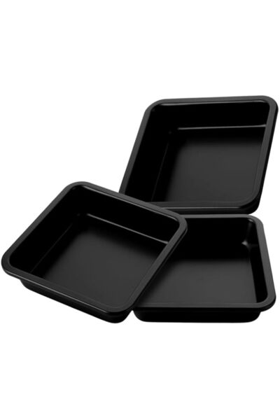 Generic Set of 3 Square Baking Pans 18x18x3 cm Carbon Steel Non-Stick Coating...