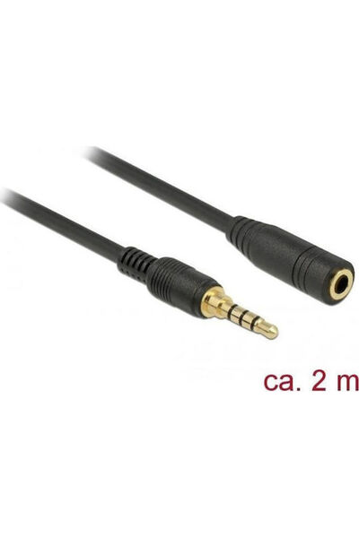 DELOCK Καλώδιο Jack 3.5mm TRRS, αρσενικό 3.5mm σε θηλυκό 3.5mm, Μαύρο, 2μ, με...