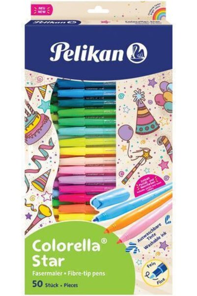 Pelikan Σετ Λεπτών Πλενόμενων Μαρκαδόρων Σχεδίου 50 Χρωμάτων