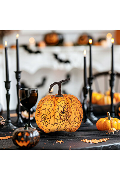 Alista Home Decorative Halloween pumpkin, 16.5 cm, orange, spider web
