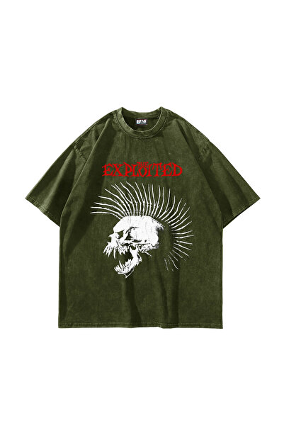 Sekizbiraltı Μπλουζάκι Exploited Punk με στάμπα κρανίου, πράσινο, με εφέ πλύσ...