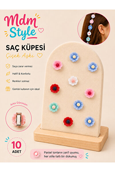 mdm style Set of 10 Hair Clips – Mini Clip Set with Colorful Flowers, Daisies...