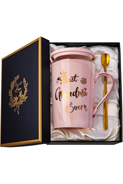 GENERAL Teacher Appreciation Gifts for Women, 14oz Pink Marble Ceramic Gold P...
