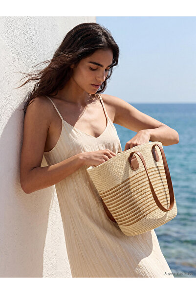 LC Waikiki Trendlucky Women's Straw Beach Bag with a Difference