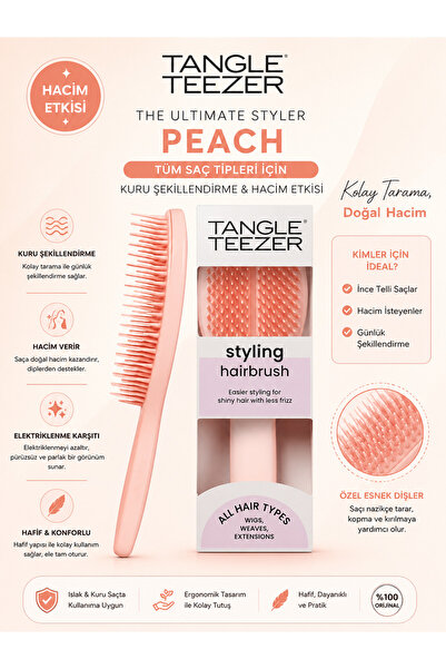 Tangle Teezer The Ultimate Styler Peach Hair Styling, Volumizing, and Anti-Fr...
