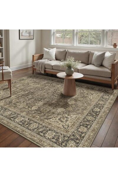 GENERAL PureCozy Vintage Beige Living Room Rugs 160x230cm Washable Rug | Non ...