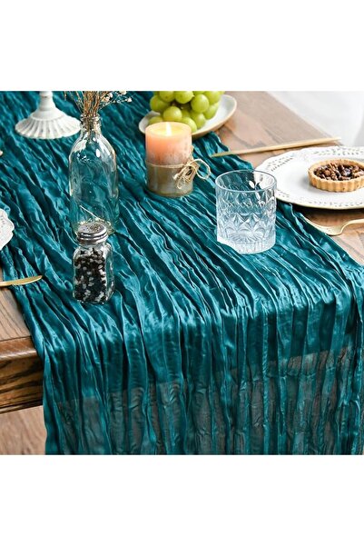 Artoid Mode Boho Blush Pink Gauze Wedding Cheesecloth Table Runner, 35x120 In...