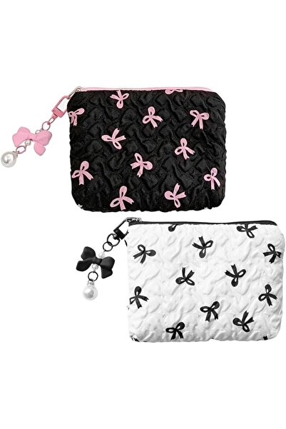 Hannea ® 2PCS Fashion Makeup Bag Set Textured Embossed Zipper Cosmetic Pouche...