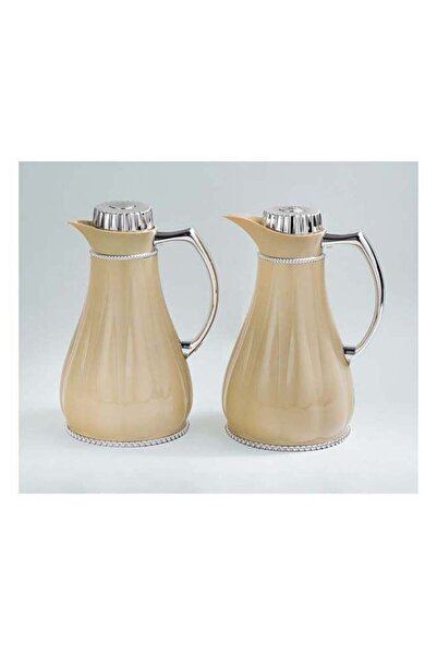 BASURRAH Luxury Tea and Coffee Thermos Set, 2 Pieces, Beige and Silver Color,...