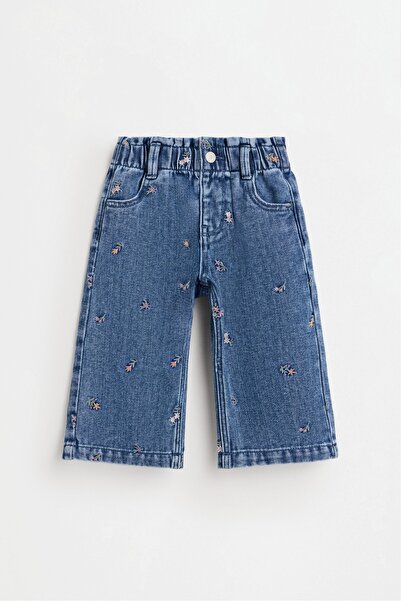 LEFTIES Nakışlı geniş paça jean
