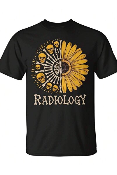 k222 Sunflower Skeleton Radiology Technician Radiologist-Shirt Unisex Daily W...