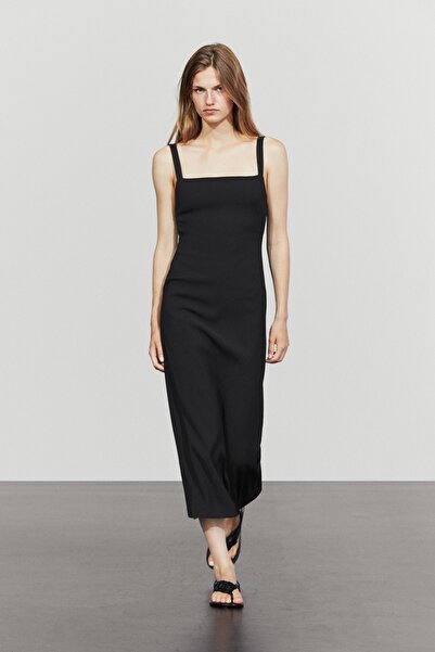 Massimo Dutti Askılı midi elbise