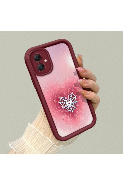 CHICASELUX Samsung Galaxy A05 Compatible Pink Gradient Heart Spider Web Patte...