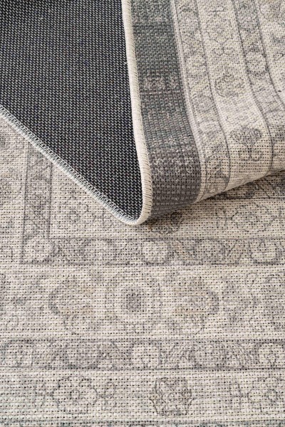 Oriente Home Arvena Serisi Retro Gri Şönil Makine Halısı Kaymaz Taban Yıkanabilir Salon Halısı 5001