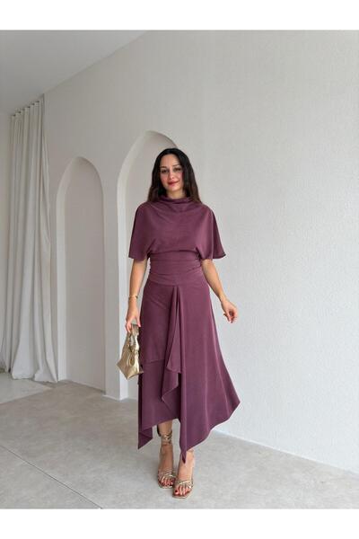 Mooi Butik طقم تنورة LOVATO 3712 - أحمر داكن