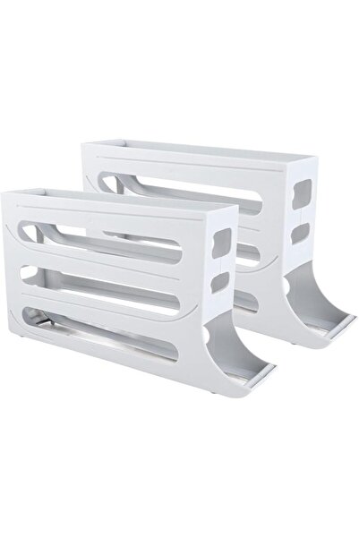 GENERAL Auto Rolling Egg Dispenser 4 Tier Organizer for Refrigerator 2pcs, Pr...