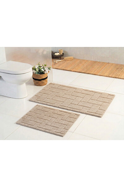 Gökyıldız Elite Pamuklu Nevis Cappucino 60x100-60x50cm 2'li Banyo Paspas Seti...