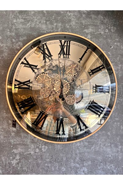 KARCILAR HOME STORE 80x80 cm altın renk aynalı çarklı duvar saati