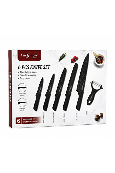 cheffinger Set 6 Piese – 5 Cuțite de Bucătărie cu Înveliș Non-Stick + Curățăt...