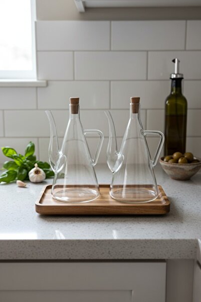 Suo Home Glozzy Akasya Stand and 2-Piece Oil Dispenser (500-500 ml)