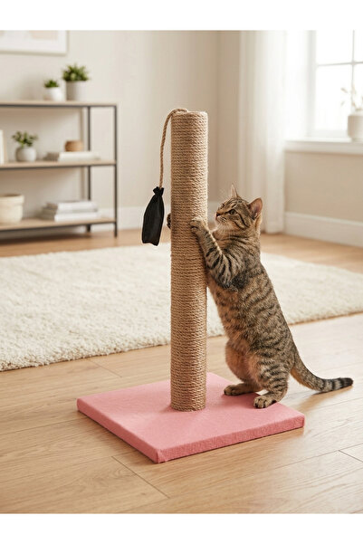 Zümra Ahşap Kedi Tırmalama Tahtası Doğal Ahşap ve Jüt Halat