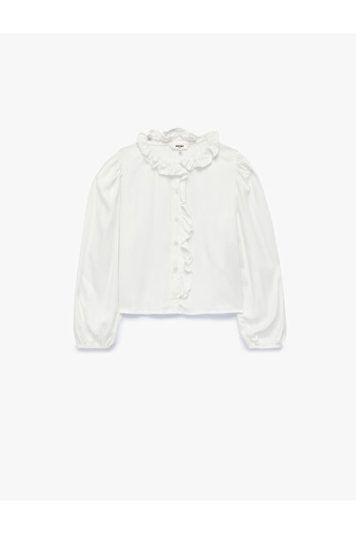 Koton Ruffle Detailed Long Sleeve Balloon Sleeve Viscose Blouse