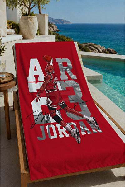Evmila Red Typographic Sports Themed 70X150 Beach Towel - Digital Printed Fad...