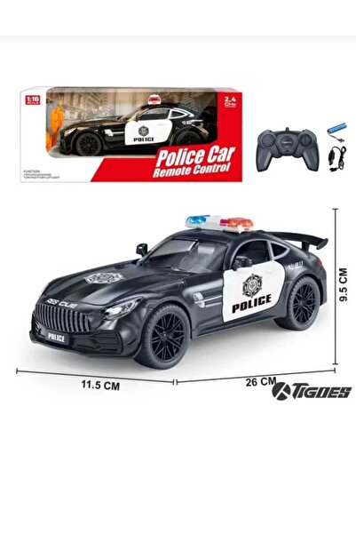 Aksoy Toys Uzaktan Kumandalı Işıklı Mercedes-Benz Polis Arabası 1:16 Ölçek 24 Cm