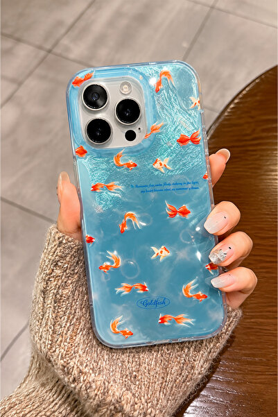 EDELFU iPhone 15 PRO MAX uyumlu - Aura Balık (MAVİ), (içten Baskılı), Desenli...