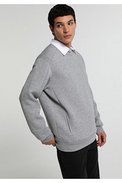 Colin's Relaxed Fit Round Neck Plain Men's Gray Sweatshirt