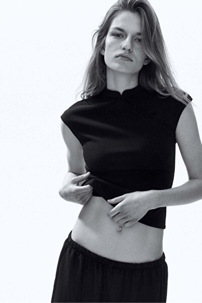 H&M Button-detail cap-sleeved top