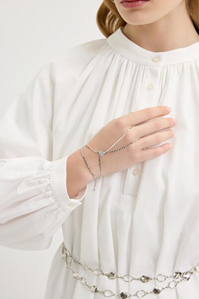 KADRİYE BAŞTÜRK Stoned Clover Şahmeran Bracelet Silver