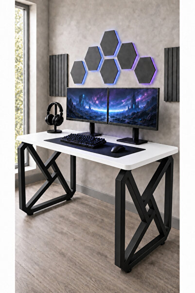 nunu home 140x60 Gaming Oyuncu Masası Metal Ayaklı Bilgisayar Masası