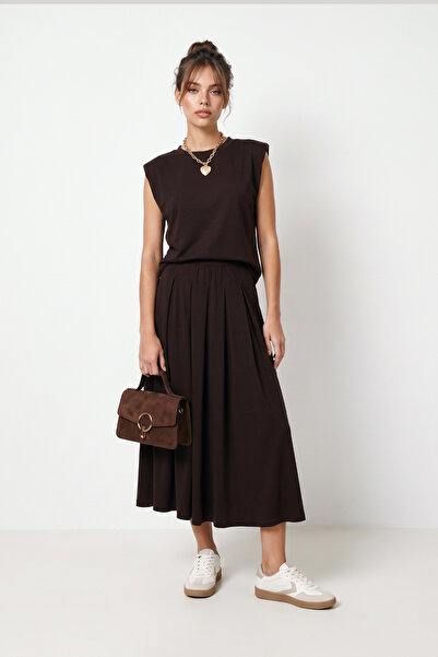 Lovelyİstanbul Modal Padded T-Shirt Skirt Set Lby0060