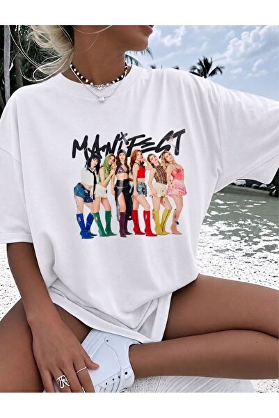 LELVANİ Women's Manifest Printed Crew Neck T-Shirt