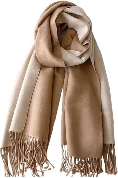 STARSTAR Reversible scarf solid color long tassel warm women's winter.