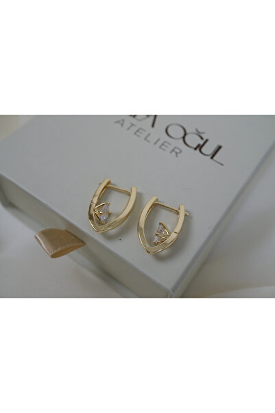 ATELİER TUĞBA Kp617 Single Detail U-Shaped Gold Earring (Inner Diameter 11mm ...