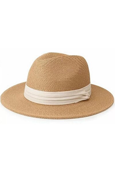STARSTAR Straw hat khaki 56-58cm adjustable unisex summer beach/camping.