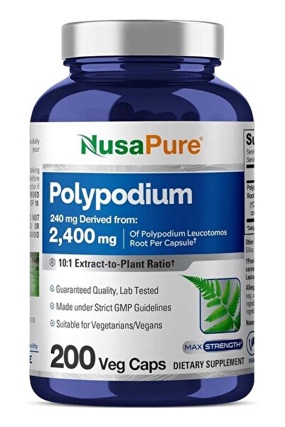 NusaPure مستخلص بولي بوديوم ليوكتوموس 2400 ملغ، 200 كبسولة نباتية (نباتي، خال...