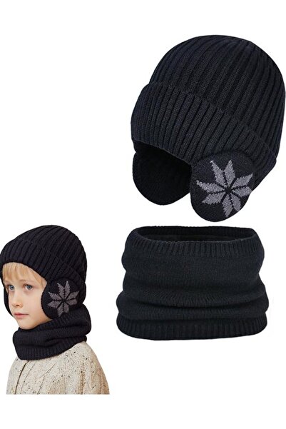 STARSTAR Hat and Scarf Set - Winter Children's Hats 2-in-1 Ages 4-10 Knitted ...