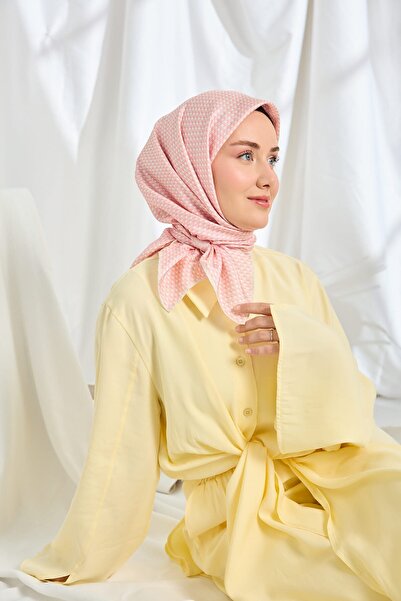 Silk Home Twill Silk Scarf Micro Square Pink
