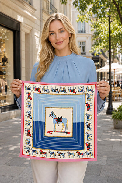 nehir eşarp Double Sided Horse Pattern Scarf Bandana 50X50 cm