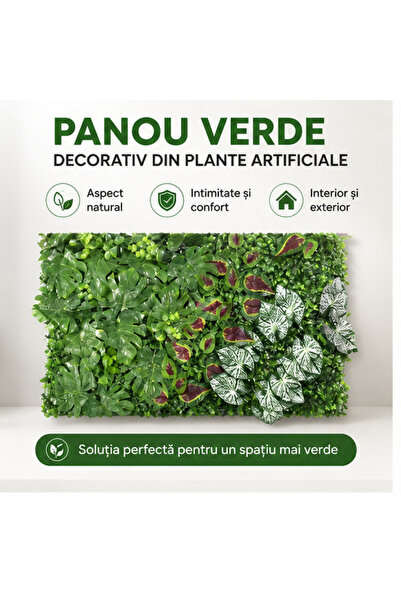 OEM Panou verde decorativ 60x40cm cu plante artificiale