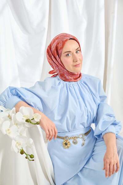Silk Home Twill Silk Scarf Ottoman Paisley Coral