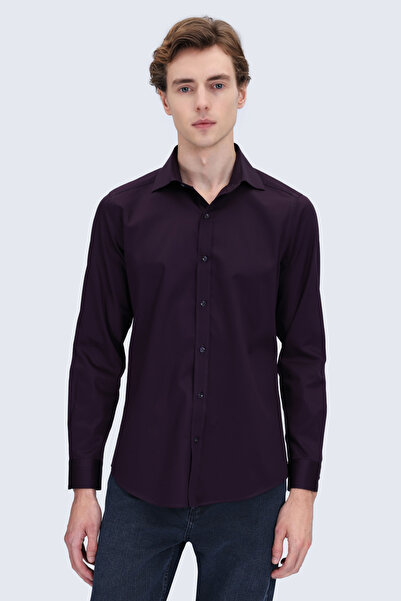 Hatemoğlu Red Slim Fit Open Italian Collar 100% Cotton Long Sleeve Sport Shirt