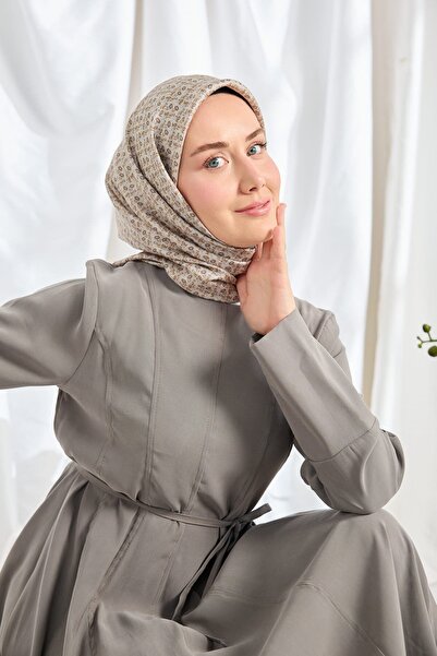 Silk Home Twill Silk Scarf Mini Bouquet Light Gray