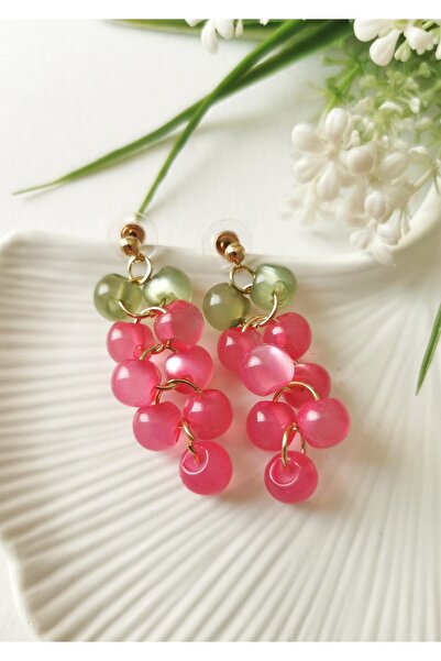 Halley Concept Green Fuchsia Cluster Earrings 5 cm