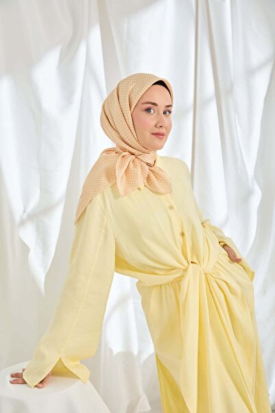 Silk Home Twill Silk Scarf Micro Square Yellow